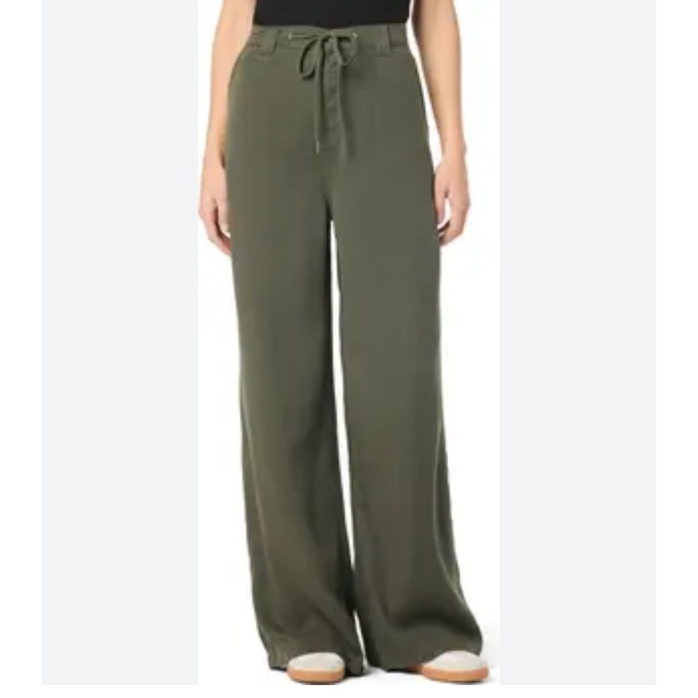 HUDSON Collection Ivy Wide Leg chambray Pants Olive Green 90s preppy Size 33